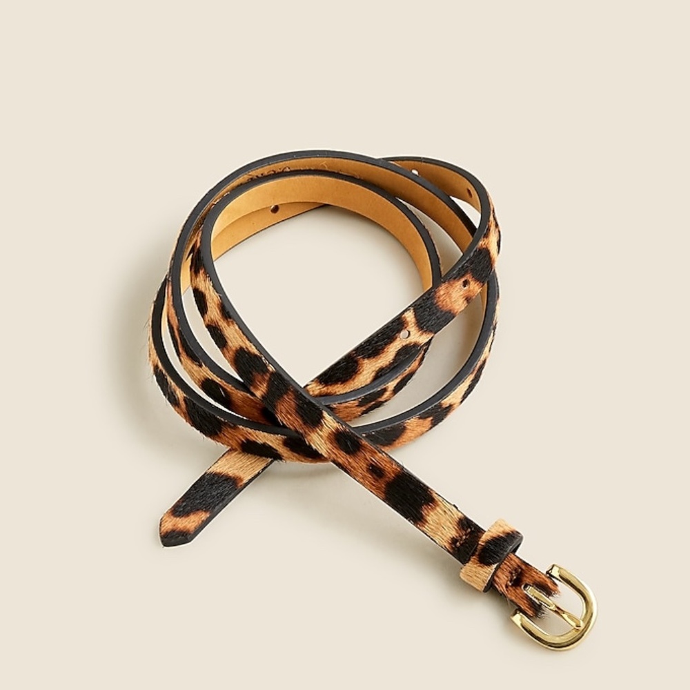 JCrew Skinny Calf Hair Belt in Leopard